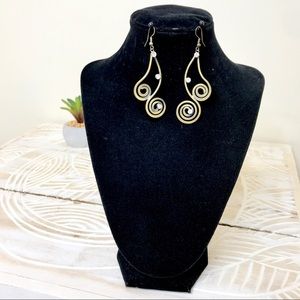 European Boho Chic Bronze Golden Stone Earrings